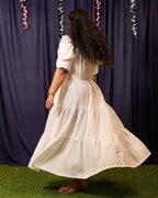 Starry White Long Nursing Dress