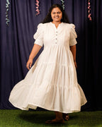 Starry White Long Nursing Dress