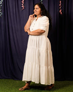 Starry White Long Nursing Dress