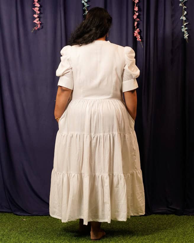 Starry White Long Nursing Dress