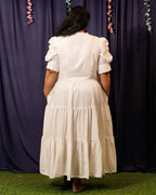 Starry White Long Nursing Dress