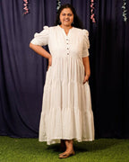 Starry White Long Nursing Dress