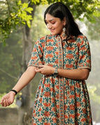 Caramel Long Frill Shirt Dress