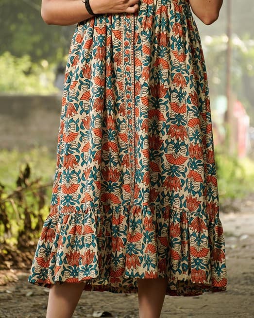 Caramel Long Frill Shirt Dress