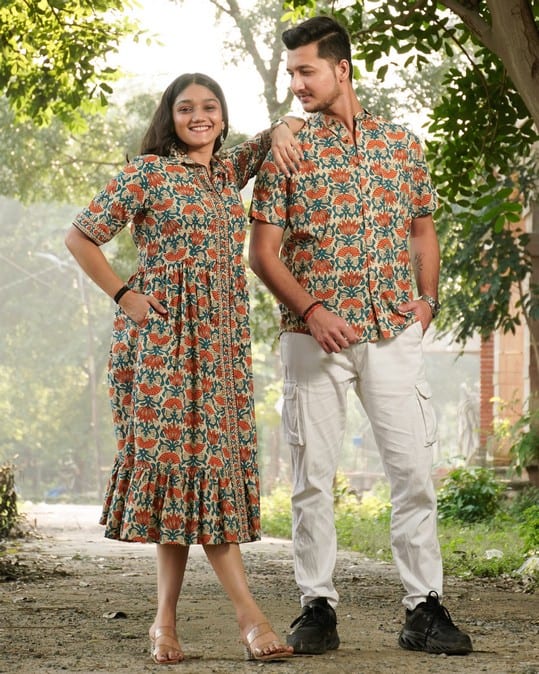 Caramel Long Frill Shirt Dress Family Set Main image