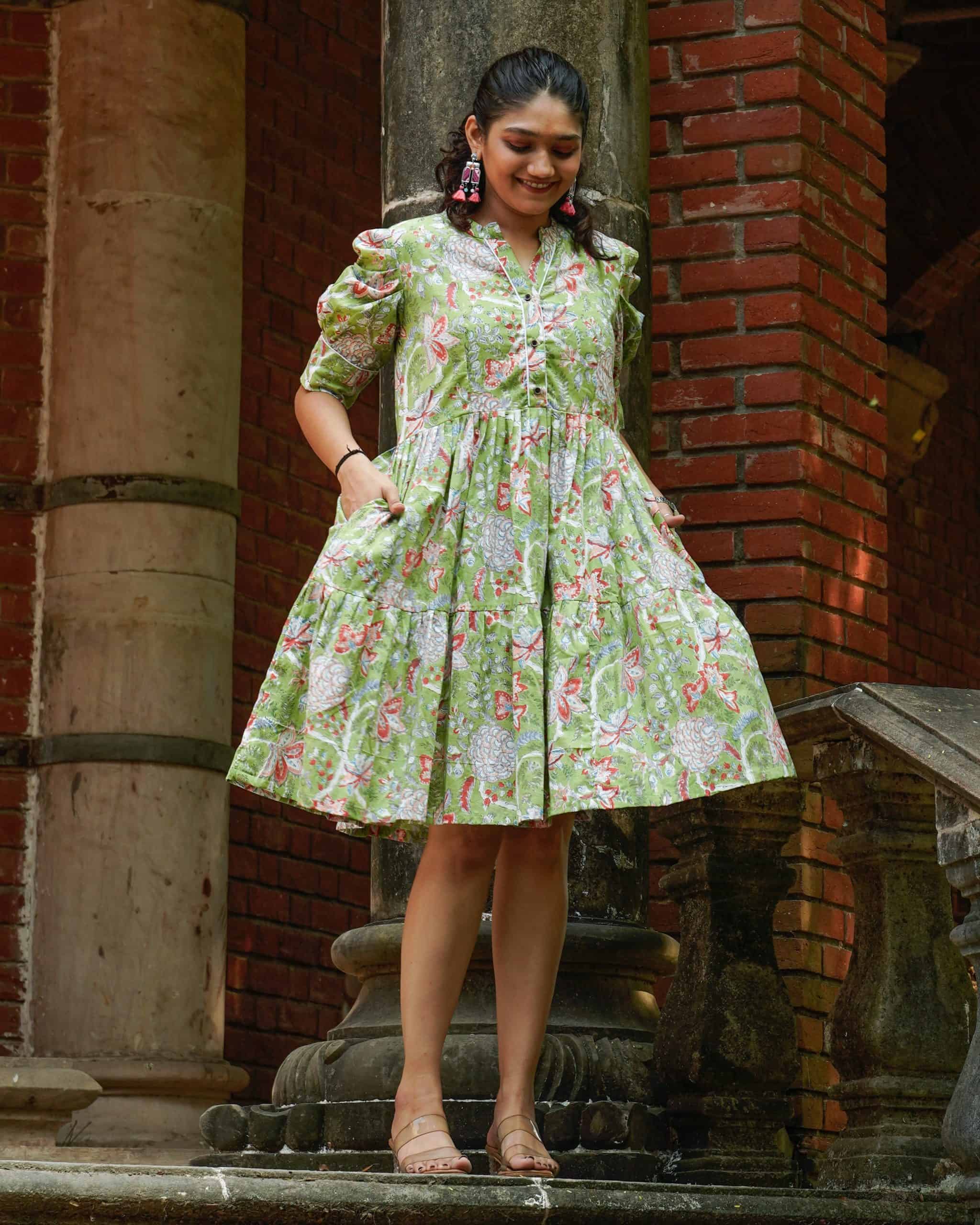 Mint Green Starry Short Dress Secondary image