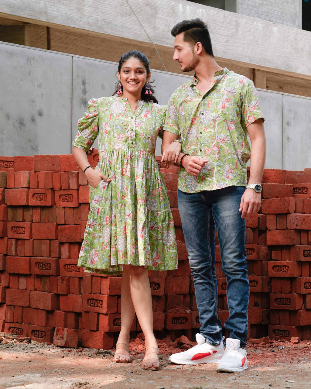 Mint Green Starry Short Couple Set