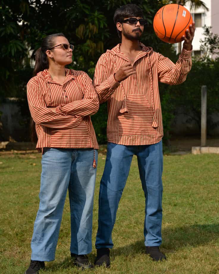 Brick Red Hoodie Couple Set Secondary image