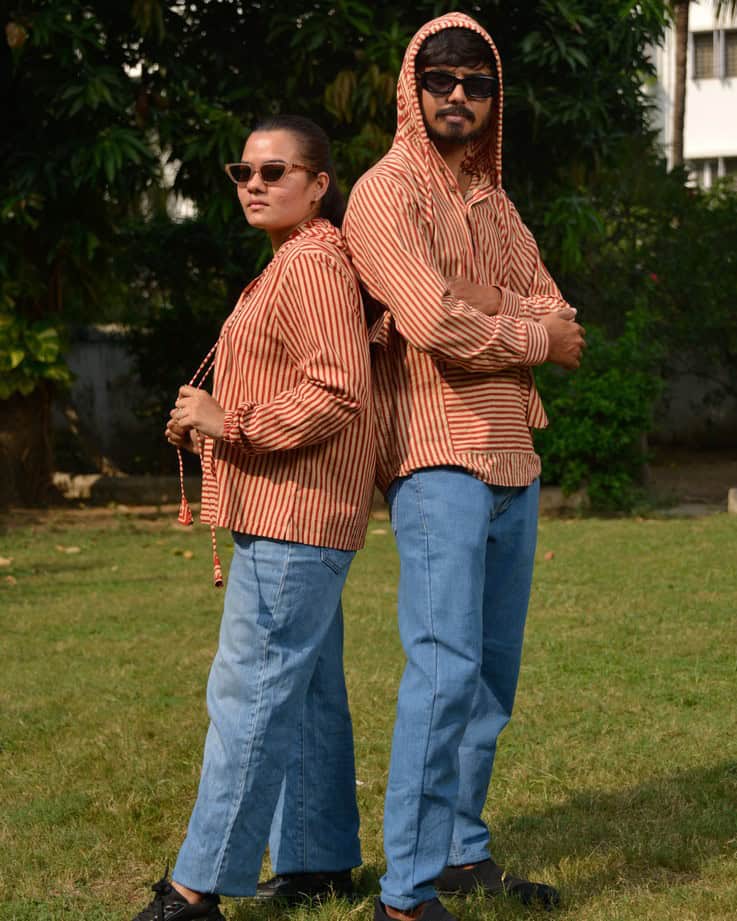 Brick Red Hoodie Couple Set