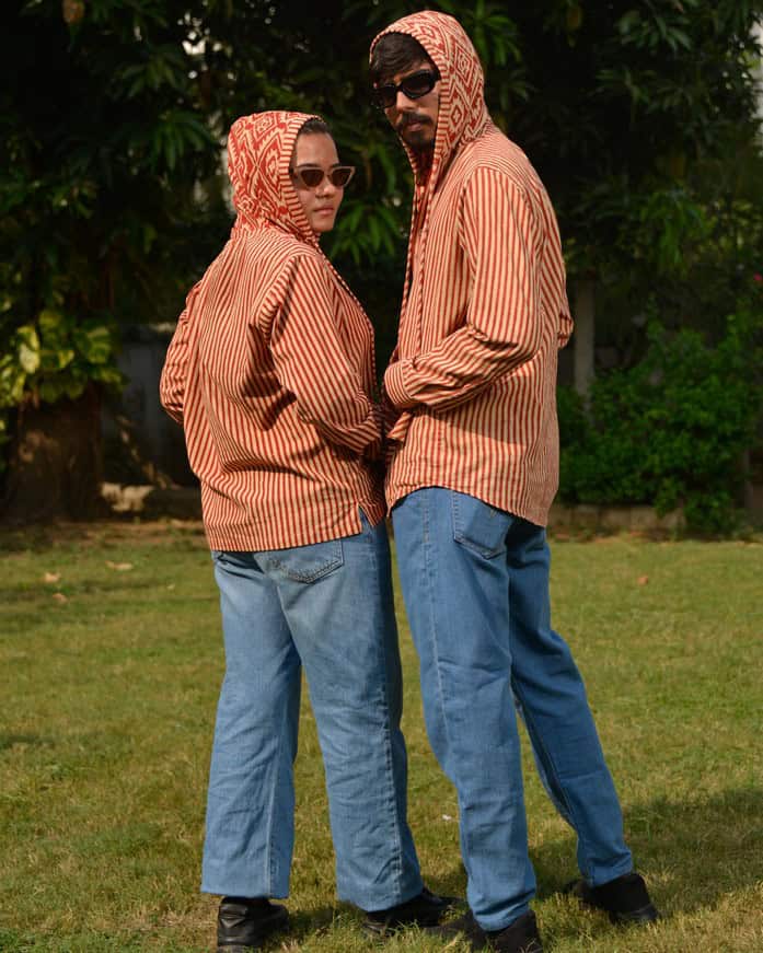 Brick Red Hoodie Couple Set