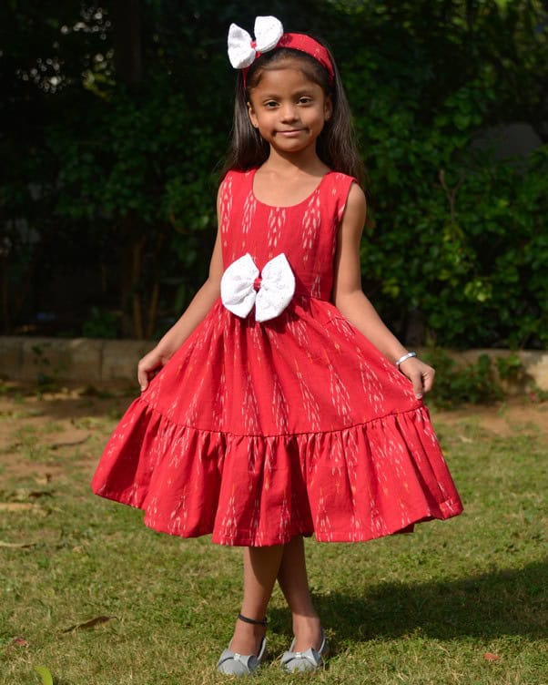Rose Red Kids Dress Main image