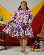 Purple Lisa Frill Collared Nursing Dress