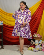 Purple Lisa Frill Collared Nursing Dress