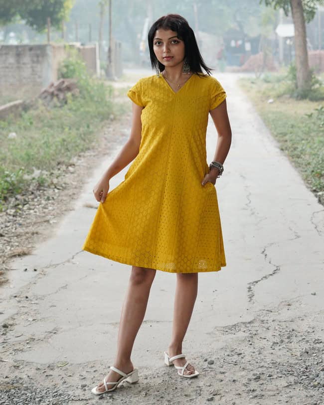 Sunbeam Yellow Short Nursing Dress Main image