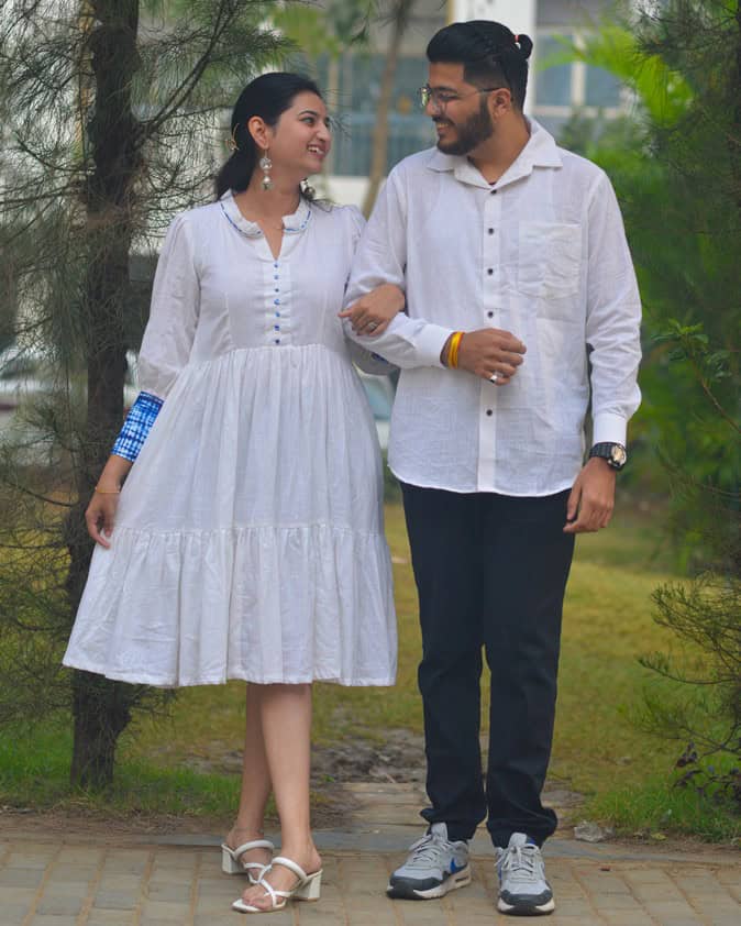 White Shibori Short Couple Set Main image