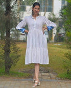 White Shibori Short Nursing Dress