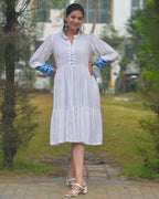 White Shibori Short Dress
