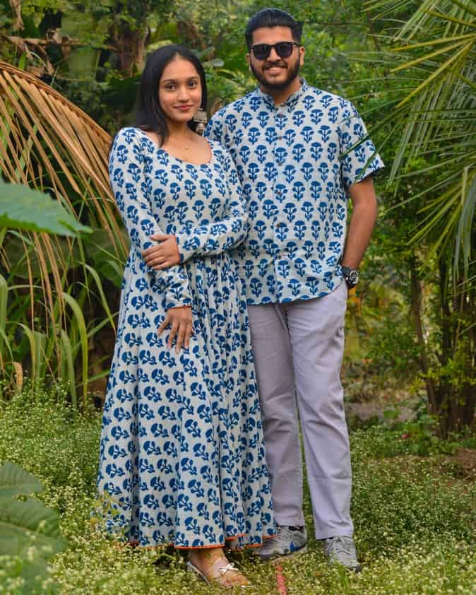 Indigo Double Umbrella Dress Family Set