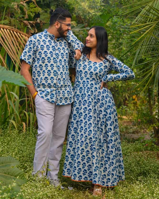 Indigo Double Umbrella Dress Family Set