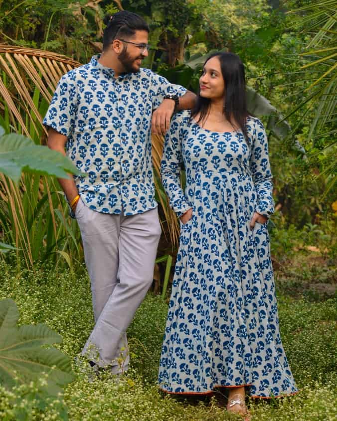 Indigo Double Umbrella Dress Family Set