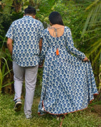 Indigo Double Umbrella Dress Family Set