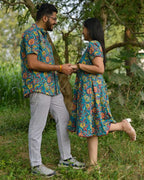 Turquoise Floral Couple Set