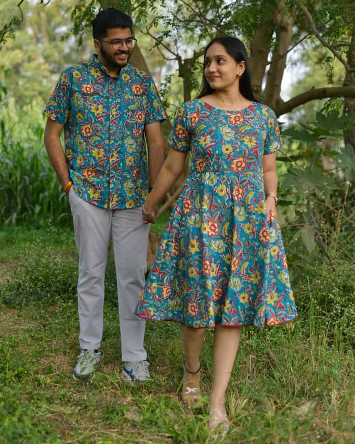 Turquoise Floral Couple Set Main image