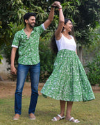 Emerald Green Cutwork Couple Set