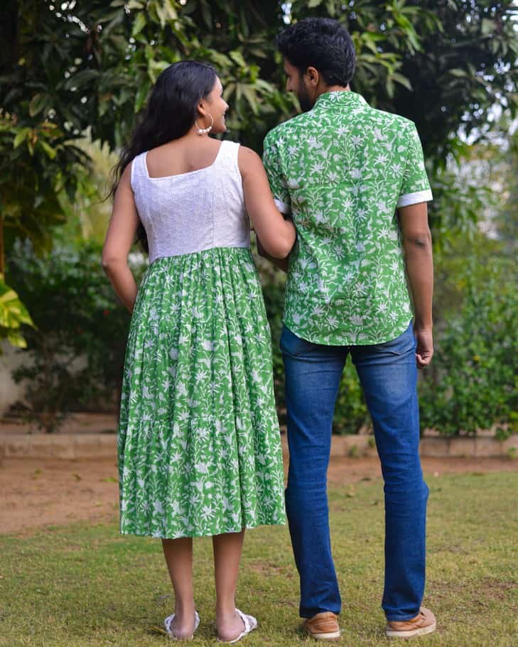 Emerald Green Cutwork Couple Set