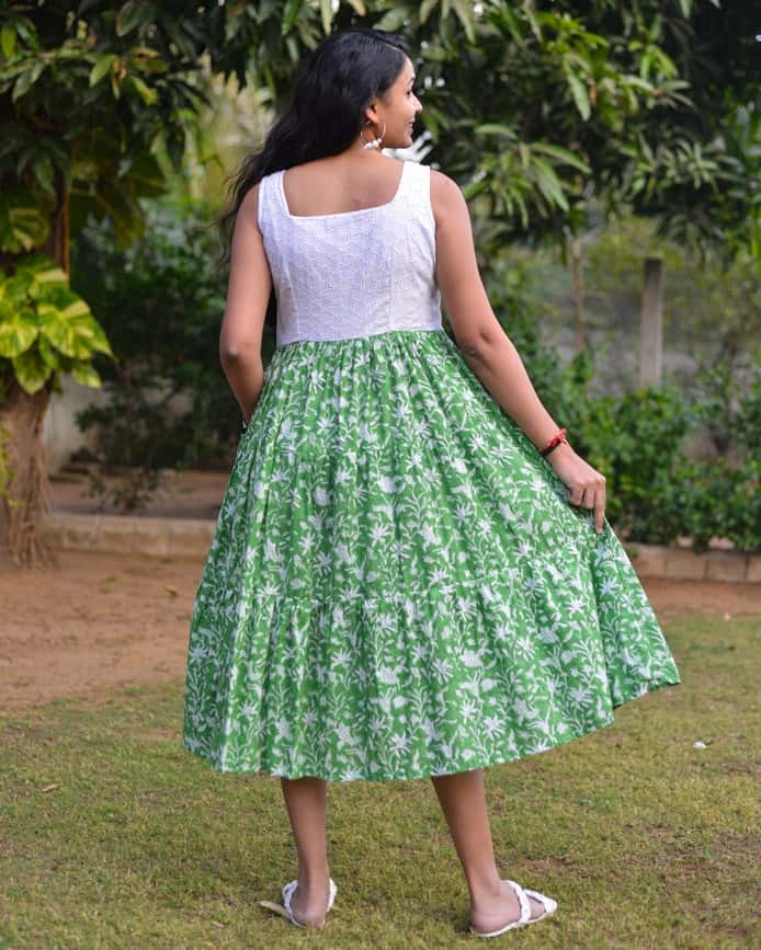Emerald Green Cutwork Dress