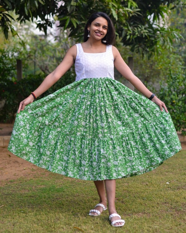 Emerald Green Cutwork Dress