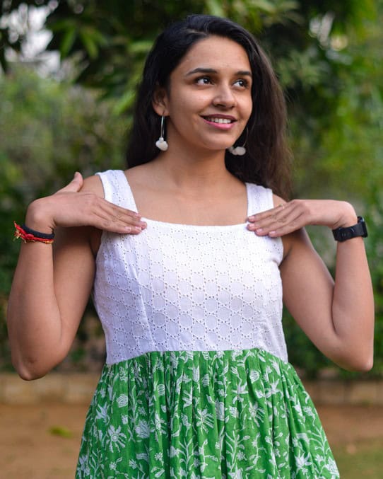 Emerald Green Cutwork Dress