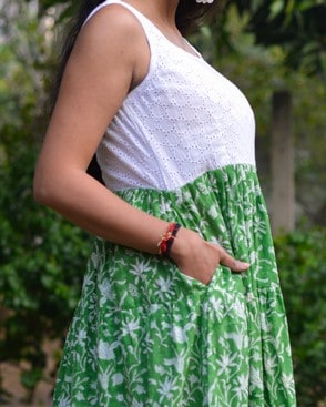 Emerald Green Cutwork Maternity Dress