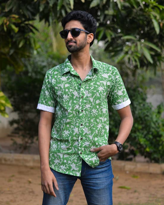 Emerald Green Cutwork Shirt