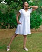 White Cutwork Short Dress