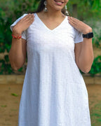 White Cutwork Short Dress