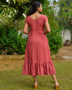 Pink Checkered with sleeves Dress