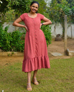 Pink Checkered with sleeves Dress