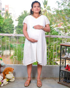 White Cutwork Short Nursing Dress