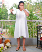 White Cutwork Short Nursing Dress