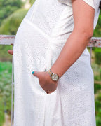 White Cutwork Short Nursing Dress