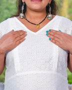 White Cutwork Short Nursing Dress