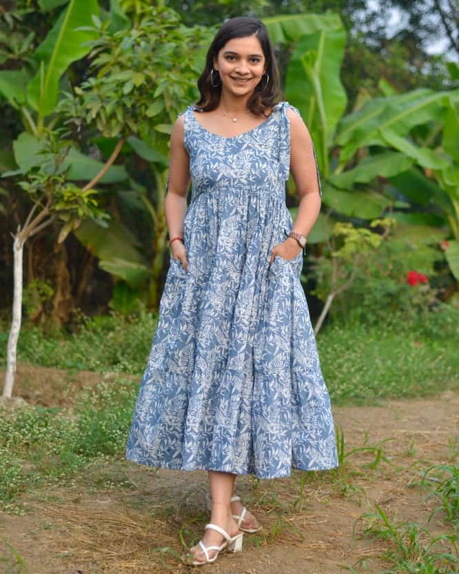 Grey Forest Tie Up Dress