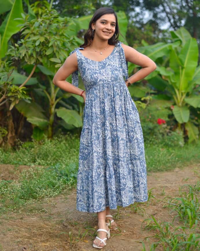 Grey Forest Tie Up Maternity Dress