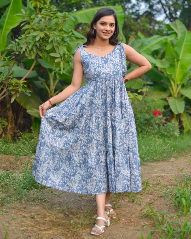 Grey Forest Tie Up Dress