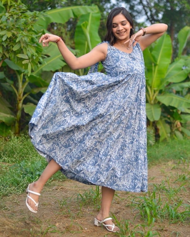 Grey Forest Tie Up Dress