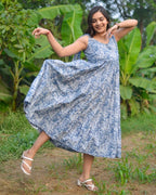 Grey Forest Tie Up Maternity Dress
