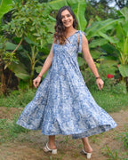 Grey Forest Tie Up Dress