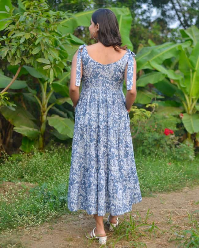 Grey Forest Tie Up Dress