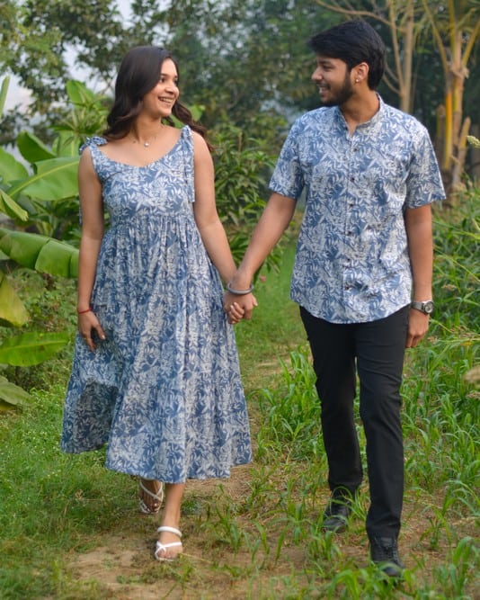 Grey Forest Tie Up Couple Set
